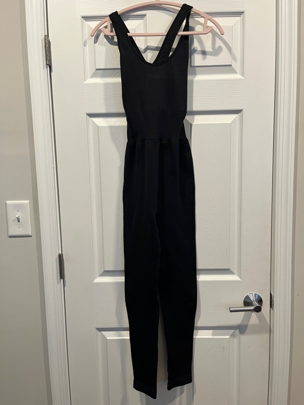 Love & Sports Sleek Black Sleeveless Ribbed‎ Jumpsuit Size 8-10